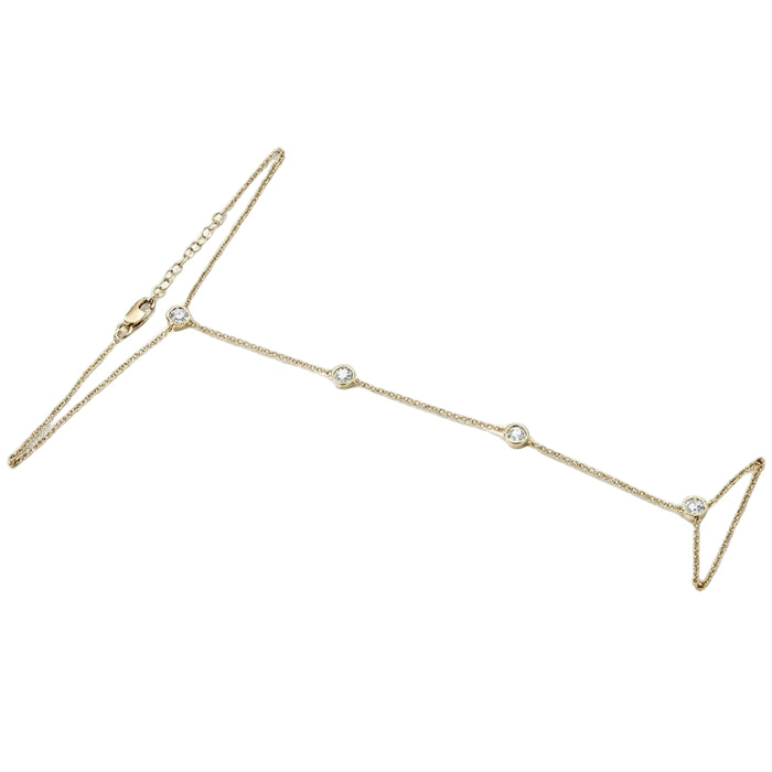 SPECIAL! .28cts 14k Yellow Gold Diamond Bracelet & Ring Chain 7" + 3" Ext