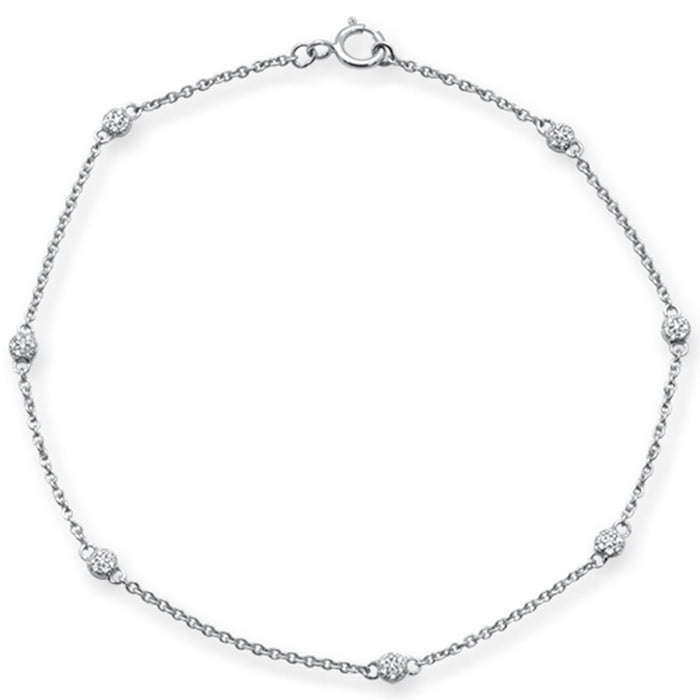 DIAMOND CLOSEOUT! .10ct 14kt White Gold Diamond by Yard Station Bracelet 7" Long Adj