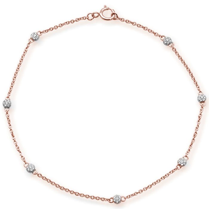 DIAMOND CLOSEOUT! .09ct 14kt Rose Gold Diamond by Yard Station Bracelet 7" Long Adj