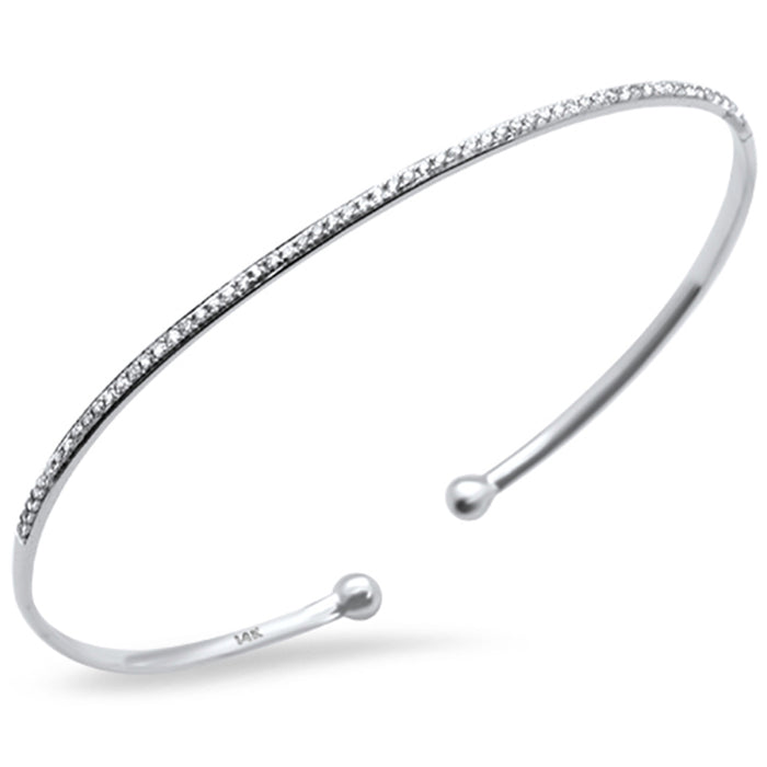 DIAMOND CLOSEOUT! .23ct 14K White Gold Diamond Open Bangle Bracelet 7"