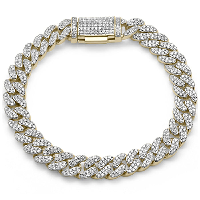 SPECIAL! 9MM 3.79ct G SI 14K Yellow Gold Diamond Micro Pave Cuban Bracelet 8" Long