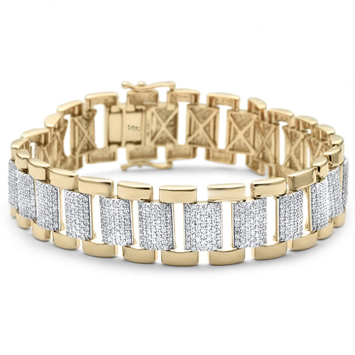DIAMOND CLOSEOUT! 16mm 6.90ct G SI 14K Yellow Gold Diamond Bracelet 8"