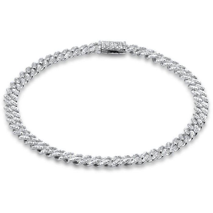 SPECIAL! 5mm .70ct G SI 14K White Gold Round Diamond Cuban Link Chain Bracelet 8" Long