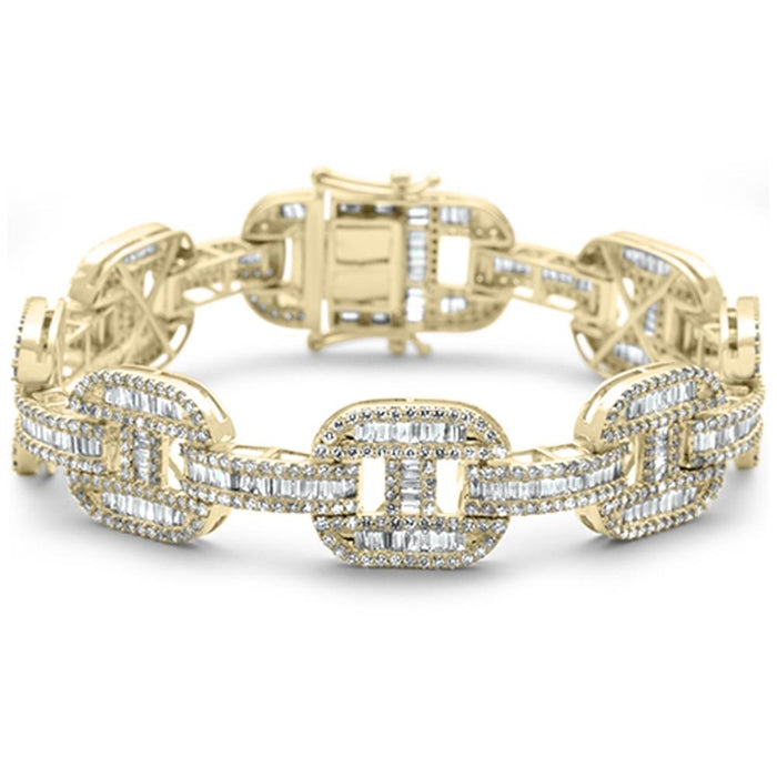DIAMOND CLOSEOUT! 10.9ct G SI 14K Yellow Gold Baguette & Round Diamond Bracelet 8"