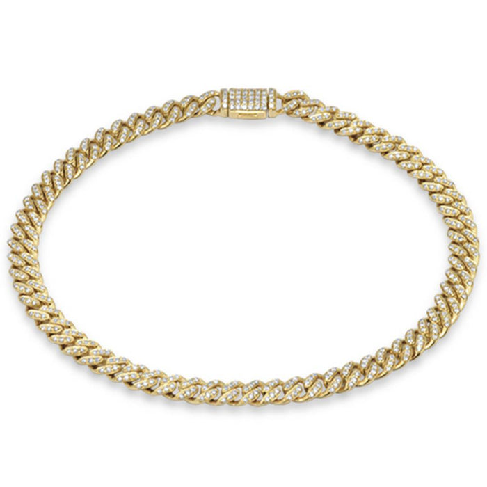 SPECIAL! 5mm .74ct G SI 14K Yellow Gold Diamond Round Cuban Bracelet 8"