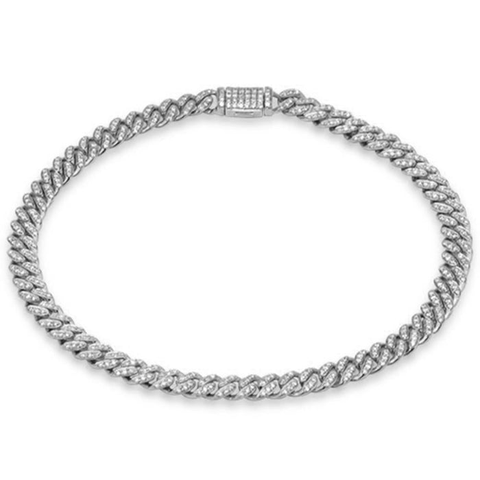 SPECIAL! 5mm .63ct G SI 14K White Gold Diamond Round Cuban Bracelet 7"