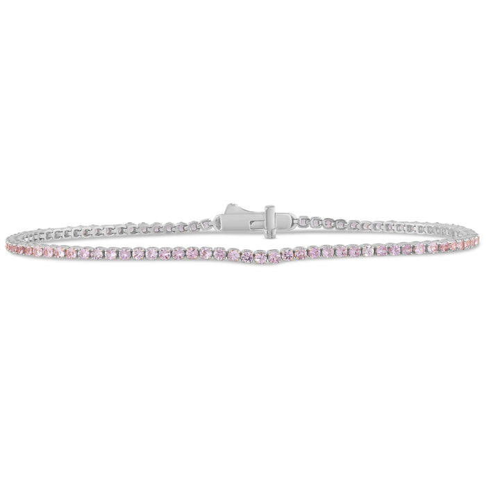 SPECIAL! 1.87ct G SI 14K White Gold Natural Pink Sapphire Tennis Bracelet 7"