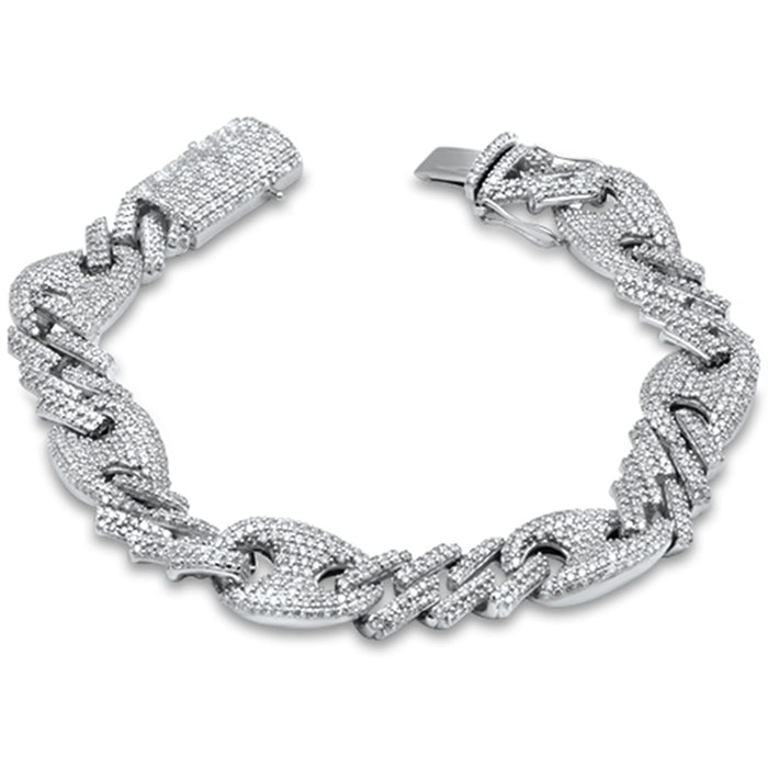 DIAMOND CLOSEOUT! 8.10ct G SI 14K White Gold Diamond Cuban Bracelet 8.5"