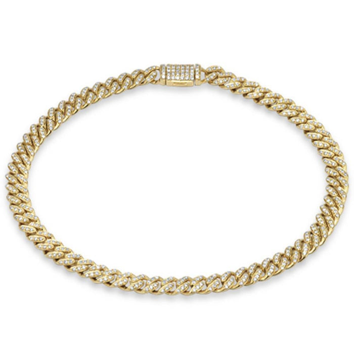 SPECIAL! 5mm .61ct G SI 14K Yellow Gold Diamond Round Cuban Bracelet 7"