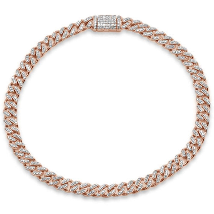 SPECIAL! 5MM .65ct G SI 14K Rose Gold Round Diamond Cuban Bracelet 7"