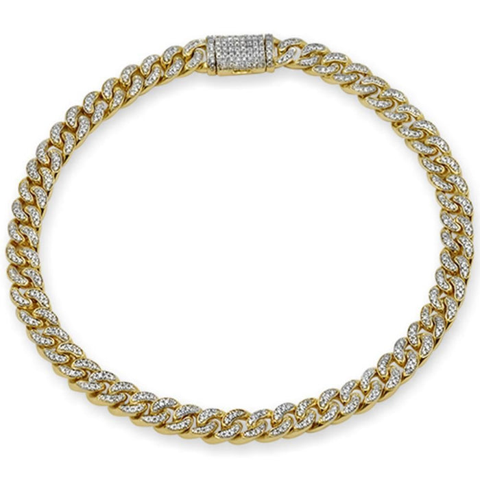 SPECIAL! 6MM .84ct G SI 14K Yellow Gold Diamond Round Cuban Bracelet 8"