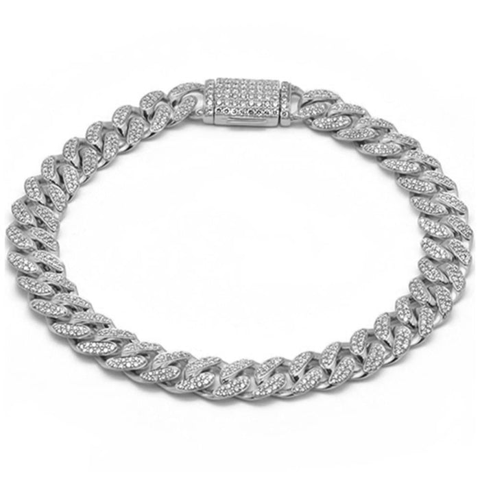 SPECIAL! 7mm 1.56ct G SI 14K White Gold Diamond Round Cuban Bracelet 8"