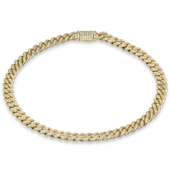 SPECIAL! 5mm .64ct G SI 14K Yellow Gold Diamond Round Cuban Bracelet 8"