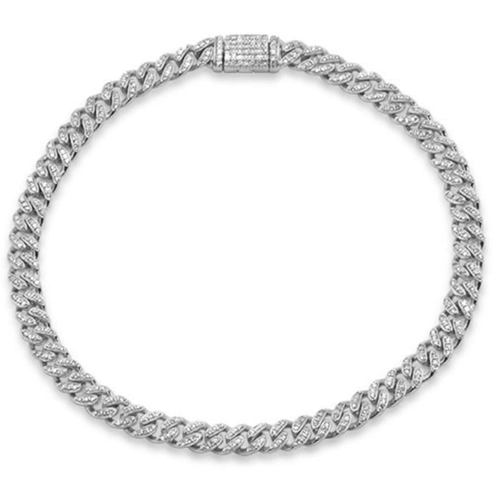 SPECIAL! 4MM .64ct G SI 14K White Gold Round Diamond Cuban Bracelet 6.5"