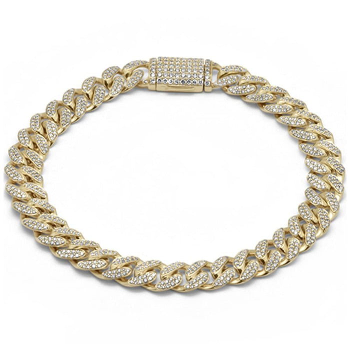 SPECIAL! 7mm 1.57ct G SI 14K Yellow Gold Diamond Round Cuban Bracelet 8"