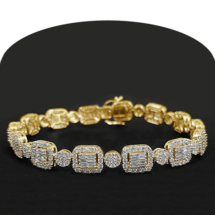 DIAMOND CLOSEOUT! 7.15ct G SI 14K Yellow Gold Diamond Round & Baguette 8.5"