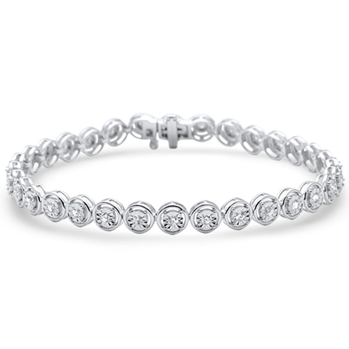 DIAMOND CLOSEOUT! 1.07ct G SI 14K White Gold Miracle Illusion Tennis Bracelet