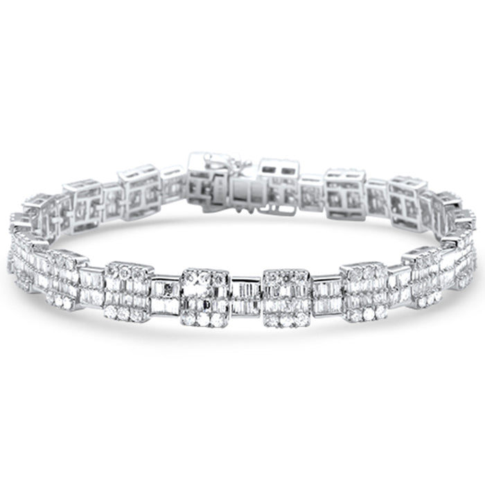 DIAMOND CLOSEOUT! 9.55ct G SI 14K White Gold Round & Baguette Diamond Tennis Bracelet
