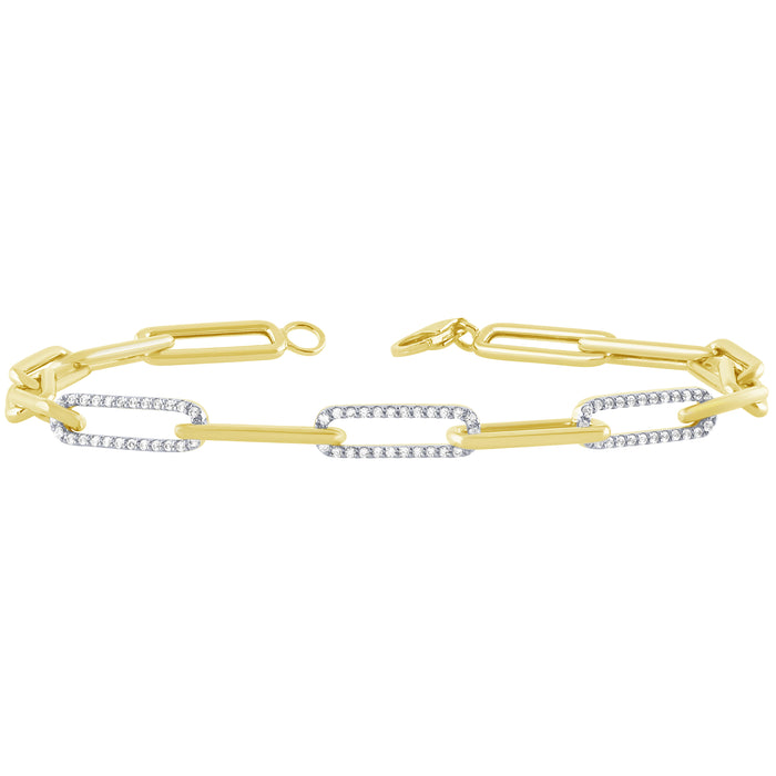 DIAMOND CLOSEOUT! .33ct G SI 14K Yellow Gold Diamond Paperclip Bracelet 7" Long