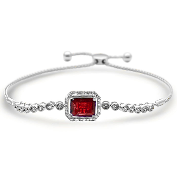 GEMSTONE CLOSEOUT! 3.75ct G SI 14K White Gold Diamond & Ruby Adjustable Gemstone Bola Bracelet