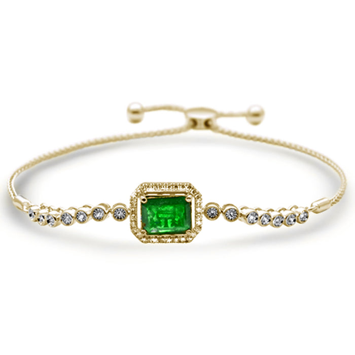 DIAMOND CLOSEOUT! 2.07ct G SI 14K Yellow Gold Diamond & Emerald Adjustable Gemstone Bola Bracelet