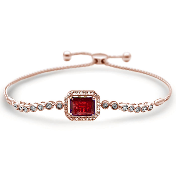 GEMSTONE CLOSEOUT! 3.04ct G SI 14K Rose Gold Diamond & Ruby Adjustable Gemstone Bola Bracelet