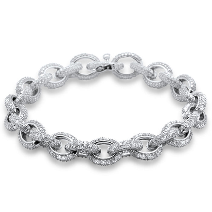 DIAMOND CLOSEOUT! 15.10ct G SI 14K White Gold Round Diamond Oval Link Bracelet 8.5"