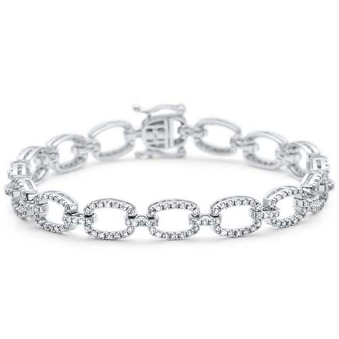 DIAMOND CLOSEOUT! 1.75ct G SI 14K White Gold Women's Diamond Square Link Paper Clip Bracelet 7" Long