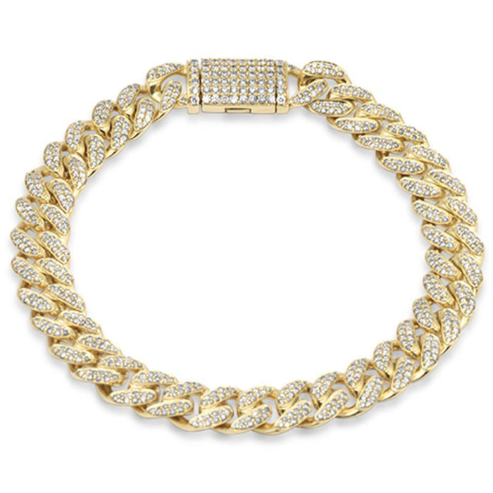 SPECIAL! 9MM 2.66ct G SI 14K Yellow Gold Diamond Round Cuban Bracelet 8"