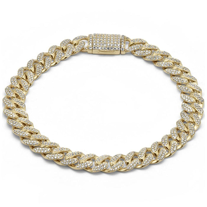 SPECIAL! 7mm 1.65ct G SI 14K Yellow Gold Diamond Round Cuban Bracelet 7"