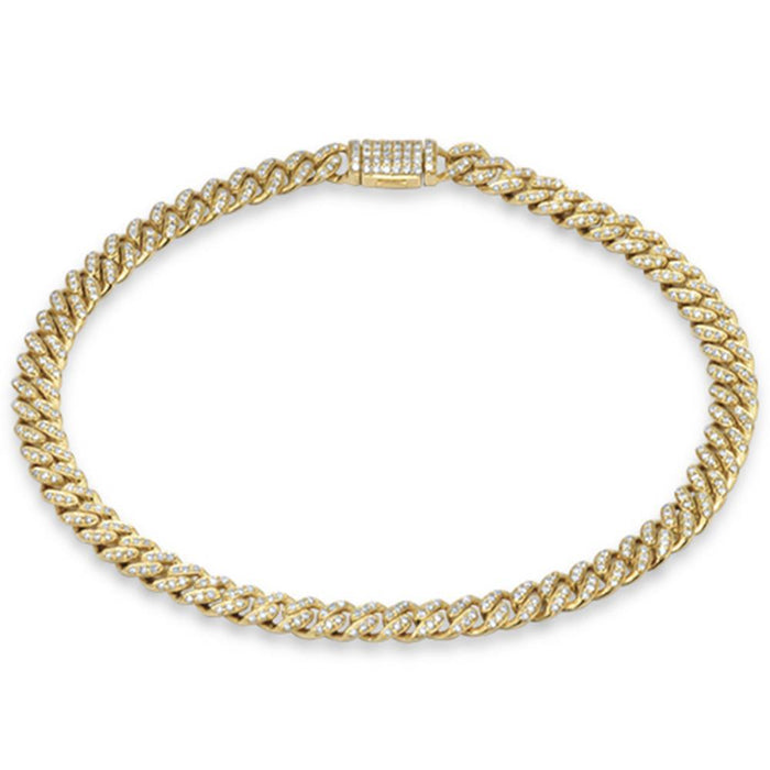 SPECIAL! 5mm .64ct G SI 14K Yellow Gold Diamond Round Cuban Bracelet 7"