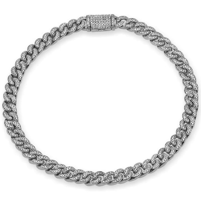 SPECIAL! 6MM .95ct G SI 14K White Gold Diamond Round Cuban Bracelet 8"