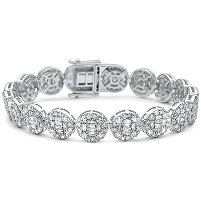 DIAMOND CLOSEOUT! 12.09ct G SI 14K White Gold Round & Baguette Diamond Bracelet