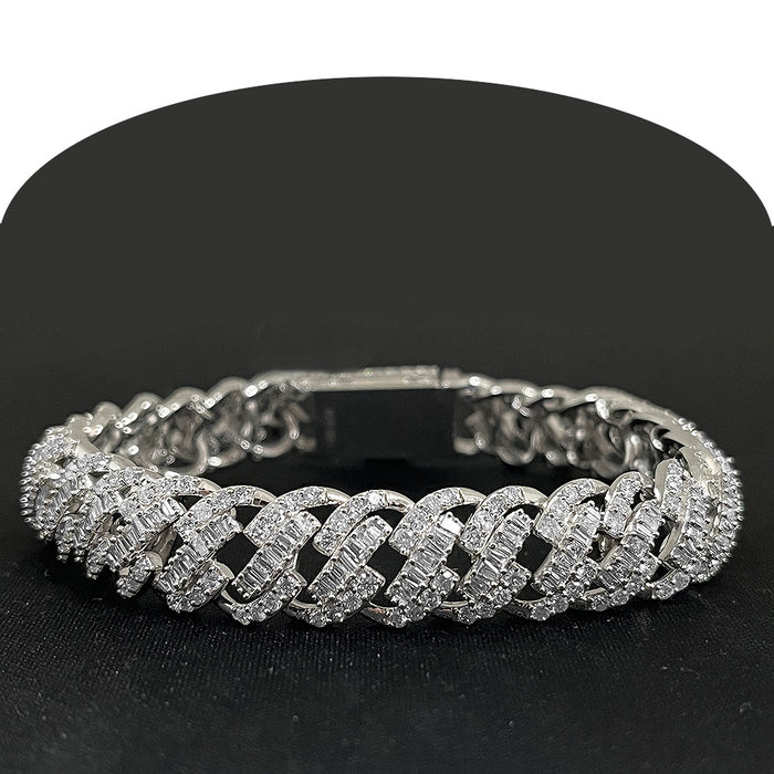 DIAMOND CLOSEOUT! 9.47ct G SI 14K White Gold Round & Baguette Diamond Bracelet