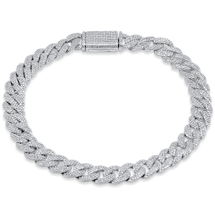 SPECIAL! 7MM 2.70ct G SI 14K White Gold Diamond Cuban Bracelet 8" Long
