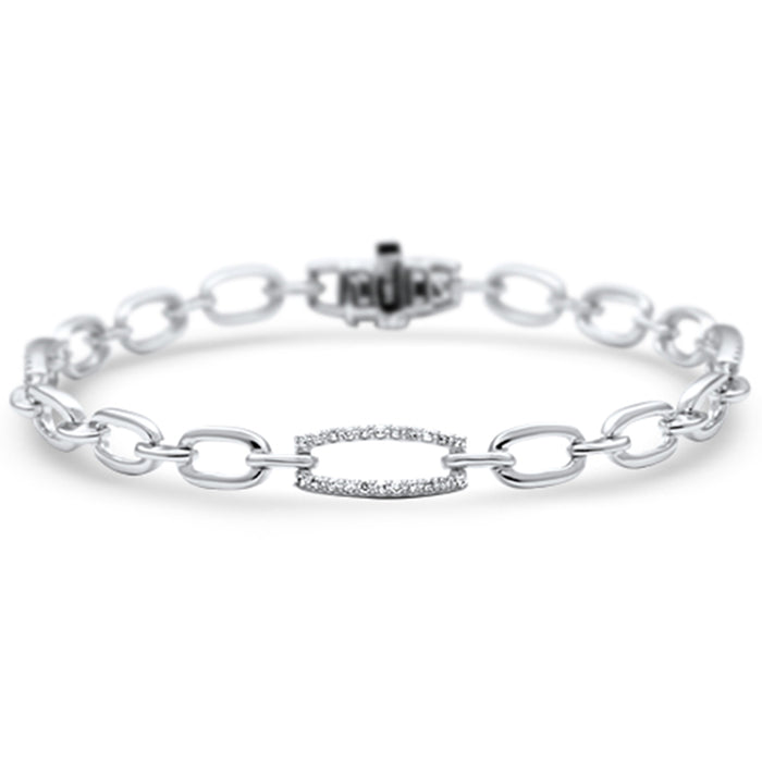 DIAMOND CLOSEOUT! .39ct G SI 14K White Gold Diamond Link Bracelet 7" Long