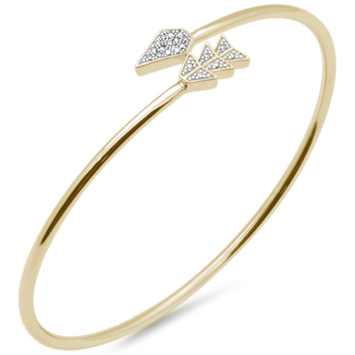 DIAMOND CLOSEOUT! .07ct G SI 14K Yellow Gold Diamond Arrow Wrap Around Bangle Bracelet 7" Long