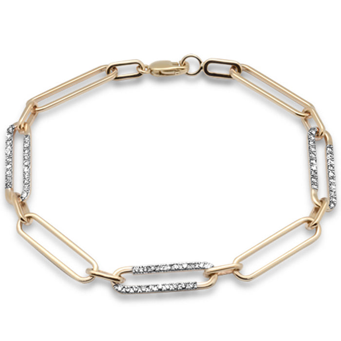 DIAMOND CLOSEOUT! .50ct G SI 14K Yellow Gold Diamond Paperclip Style Bracelet 7" Long