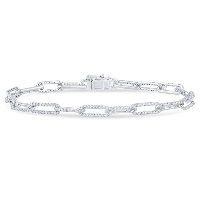 DIAMOND CLOSEOUT! .82ct G SI 14K White Gold Diamond Paperclip Bracelet