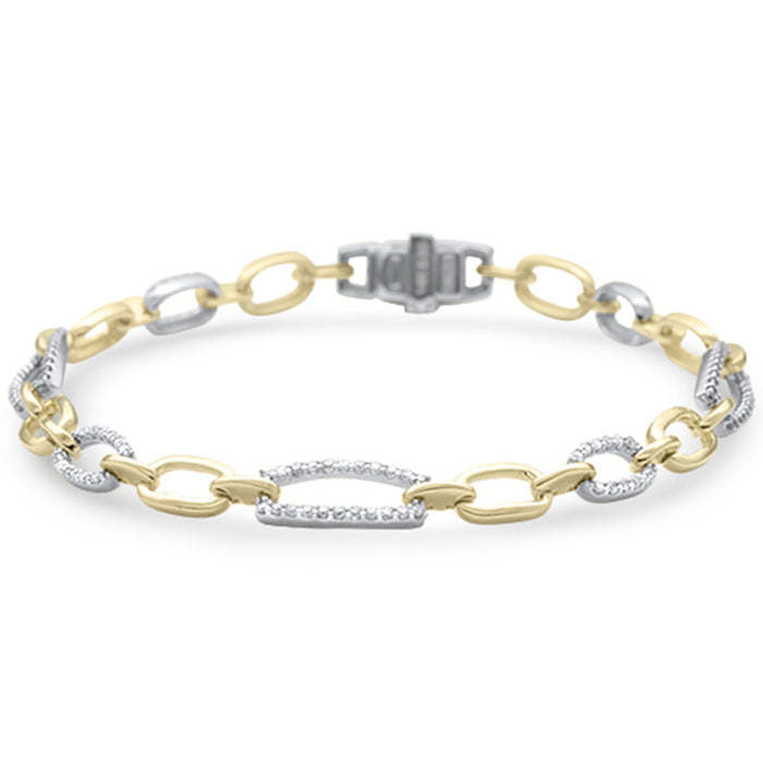 DIAMOND CLOSEOUT! .61ct G SI 14K Two Tone Gold Diamond Figaro Style Bracelet