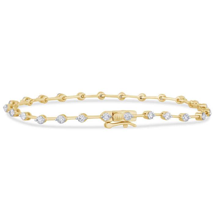 DIAMOND CLOSEOUT! 1.55ct G SI 14K Yellow Gold Diamond Bezel Style Bracelet 7"
