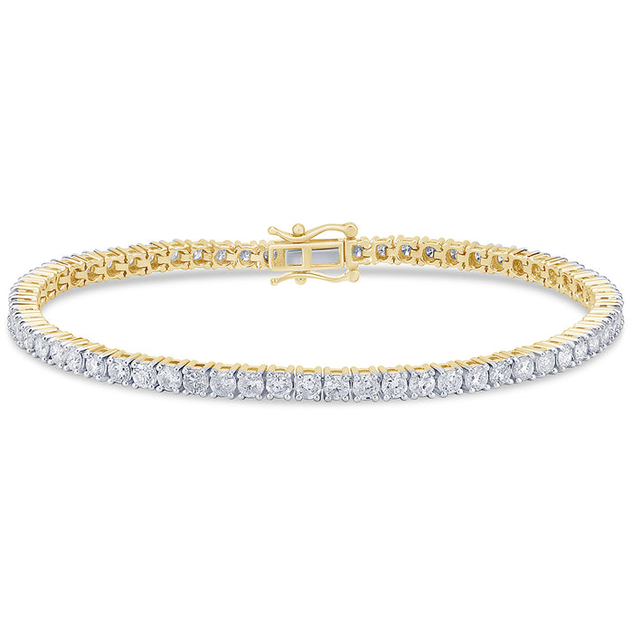 SPECIAL!4.02ct 14KT Yellow Gold Diamond Tennis Bracelet 7"