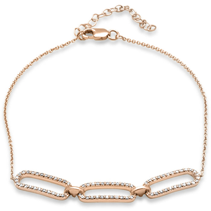 DIAMOND CLOSEOUT! .36ct G SI 14K Rose Gold Diamond Paperclip Style Chain Bracelet