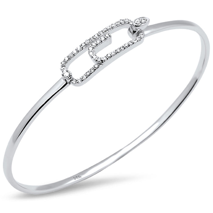DIAMOND CLOSEOUT! .38ct G SI 14K White Gold Diamond Hook Bangle Bracelet