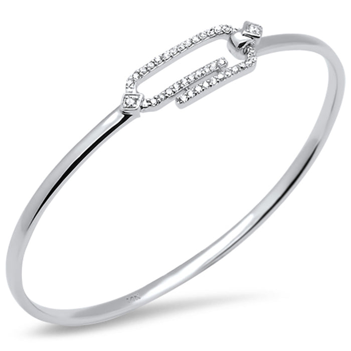 DIAMOND CLOSEOUT! .35ct G SI 14K White Gold Diamond Hook Bangle Bracelet