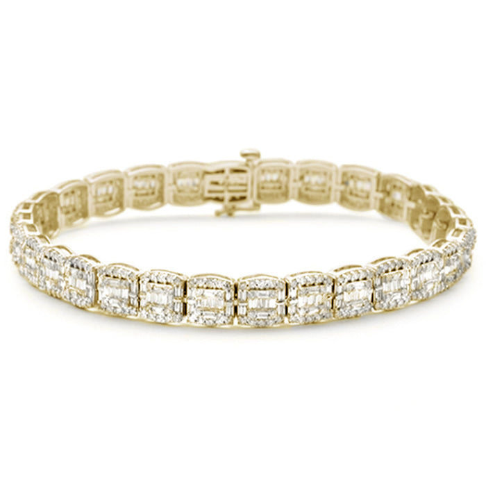 SPECIAL! 3.35ct G SI 14K Yellow Gold Baguette & Round Diamond Bracelet 7"