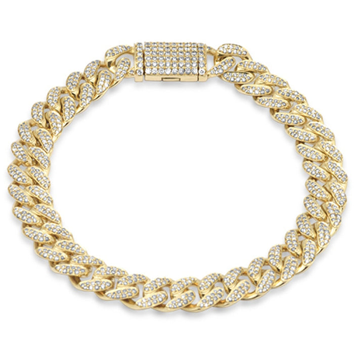 SPECIAL! 9MM 2.64ct G SI 14K Yellow Gold Diamond Round Cuban Bracelet 8"