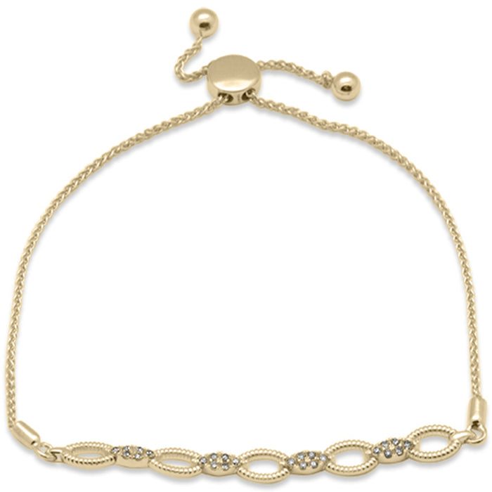 DIAMOND CLOSEOUT! .25ct G SI 14K Yellow Gold Diamond Marquee Shaped Adjustable Link Bracelet