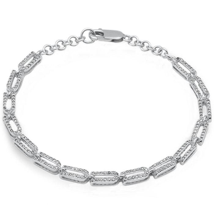 DIAMOND CLOSEOUT! .97ct G SI 14K White Gold Diamond Paperclip Style Bracelet