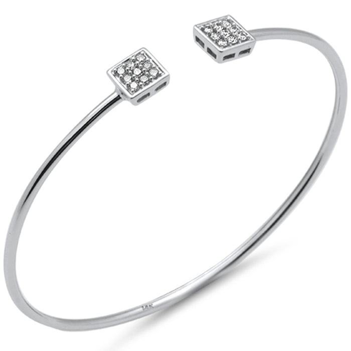 DIAMOND CLOSEOUT! .29ct G SI 14K White Gold Diamond Square Open Bangle Bracelet